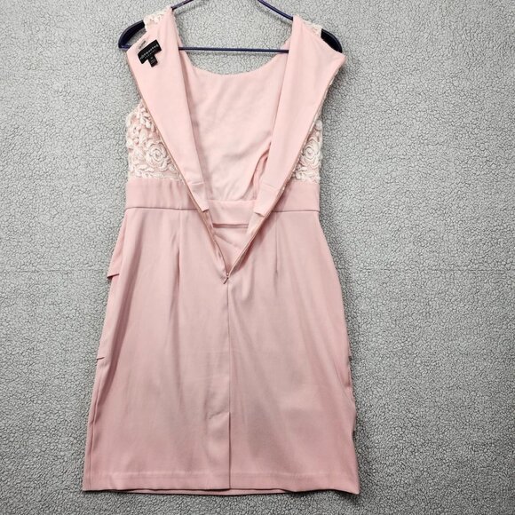 Connected Apparel Dress Womens 10 Double Layer Lace Dress Sleeveless Rear Zip - Picture 10 of 12